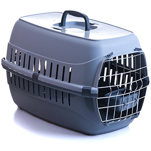 Transportbox für Hund Katze mit Metalltür und Napf 58x35x37cm bis 8 kg